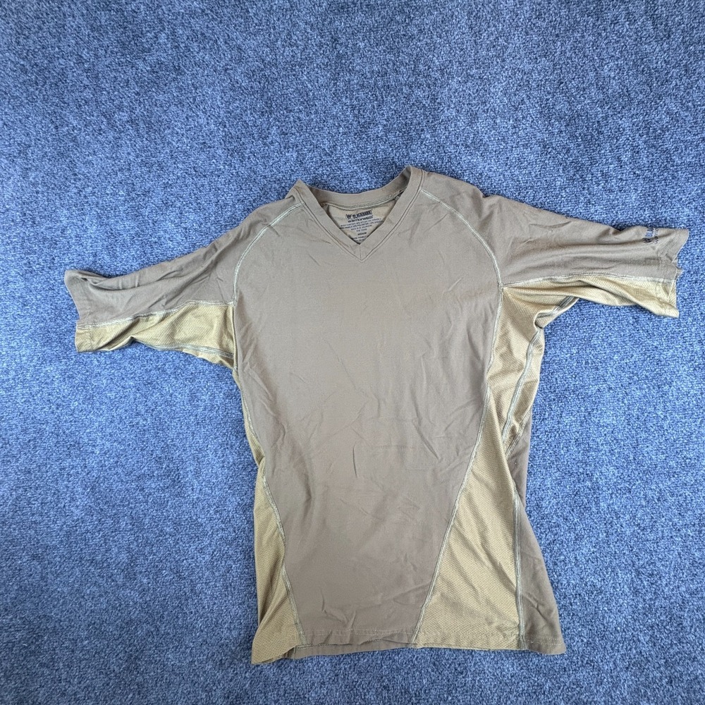 Blackhawk! Warrior Wear Base Layer Shirt Mens Medium Tan Nylon‎ Stretch V-Neck